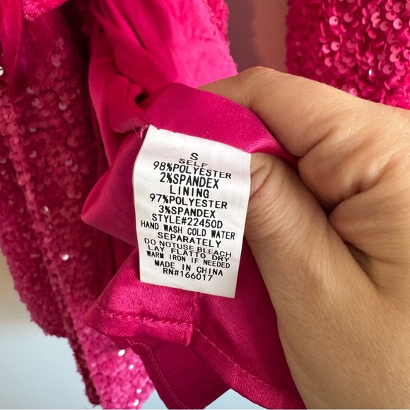 Blue B. Pink Sequin Velvet Wrap Tie Puff Glamour Dress size small - Picture 7 of 12